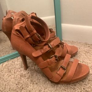 Leather strappy heels